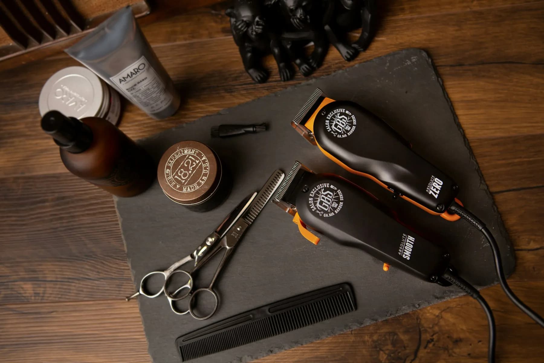 Professional tools arranged ready for a grooming appointment